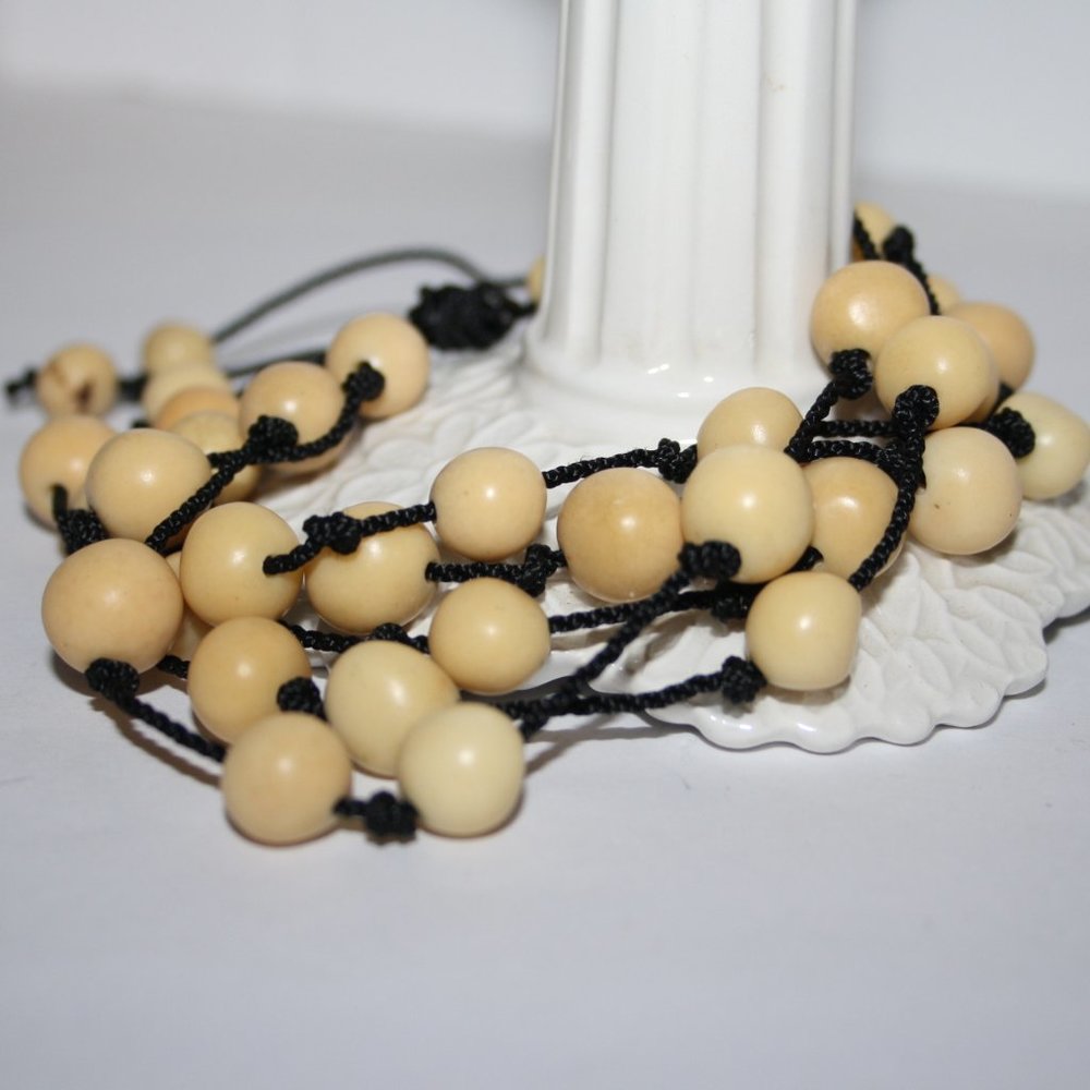 🖤 Wooden Beaded + Black Cord Bracelet · Adjustable · 8" 🖤